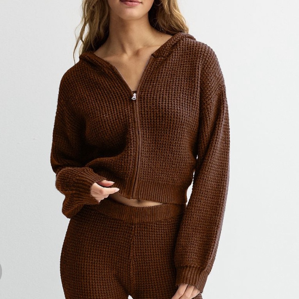 Sugar‎ moon cropped Knit Hoodie